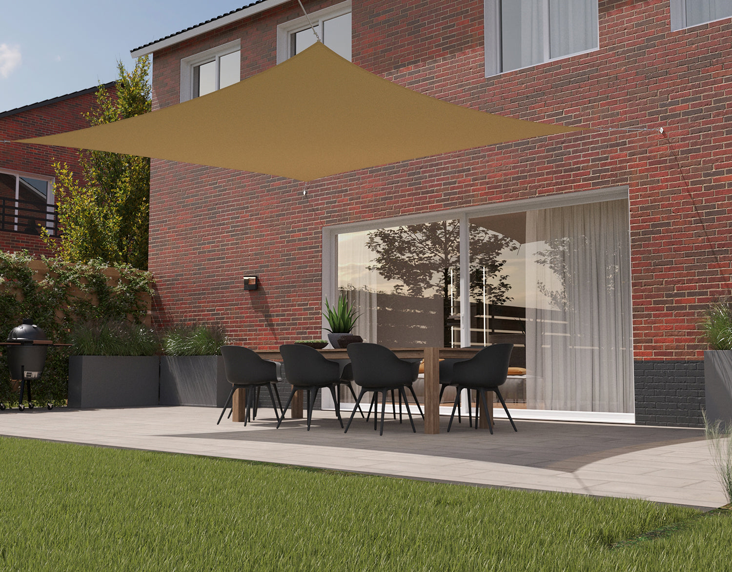 Kopu® Schaduwdoek 4x4m Vierkant Waterdicht 230 gram Zonnedoek - Zand