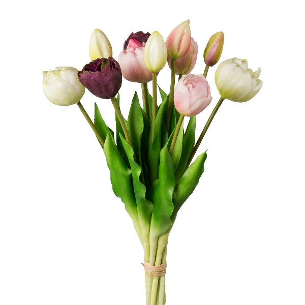 Kopu® Kunstbloemen bos Tulpen Mix 12 stuks 39 cm - Roze
