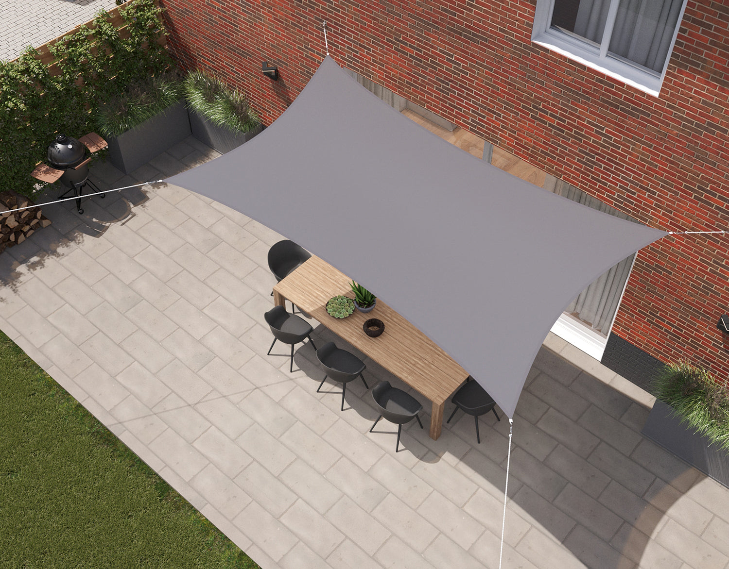 Kopu® Schaduwdoek Rechthoek 2x4 m Waterdicht - Zonnedoek - Grijs