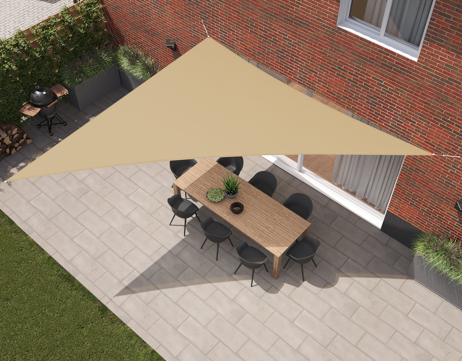 Kopu® Schaduwdoek Driehoek 3x4x5 mtr 230 grams Waterdicht - Zand