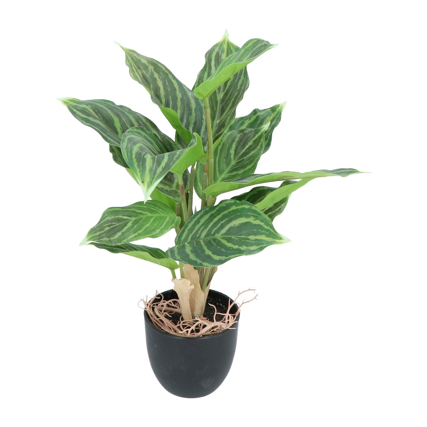 Kopu® 2 stuks Kunstplant Aglaonema 35 cm - 14 bladeren - in zwarte pot