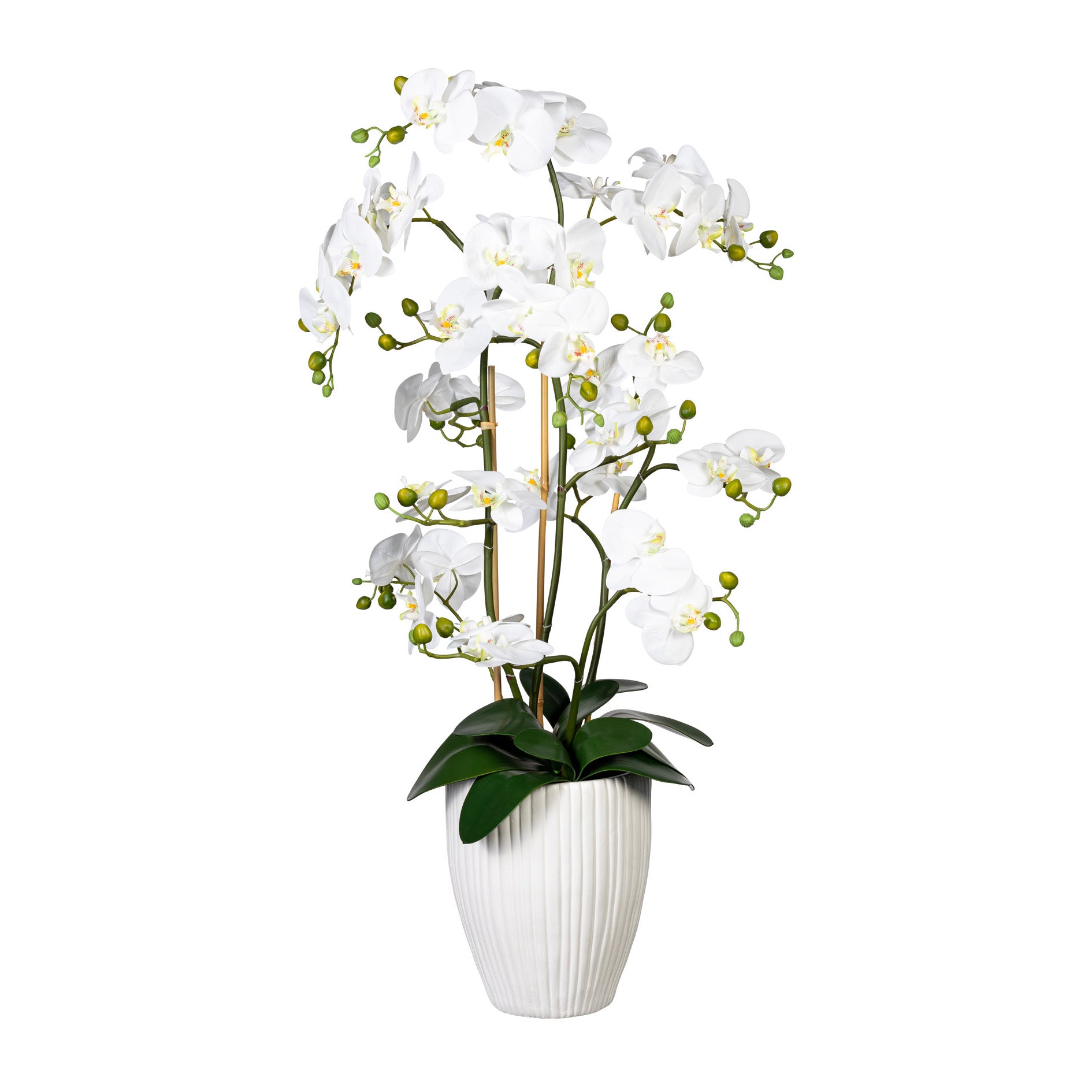 Kopu® Kunstblume Orchidee 110 cm weiß Blumentopf rund - Phalaenopsis