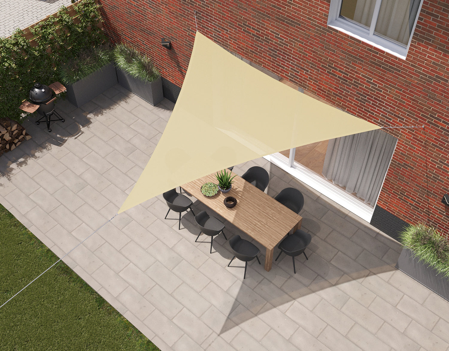 Kopu® Schaduwdoek Driehoek 3 mtr - 280 grams Waterdoorlatend - Creme