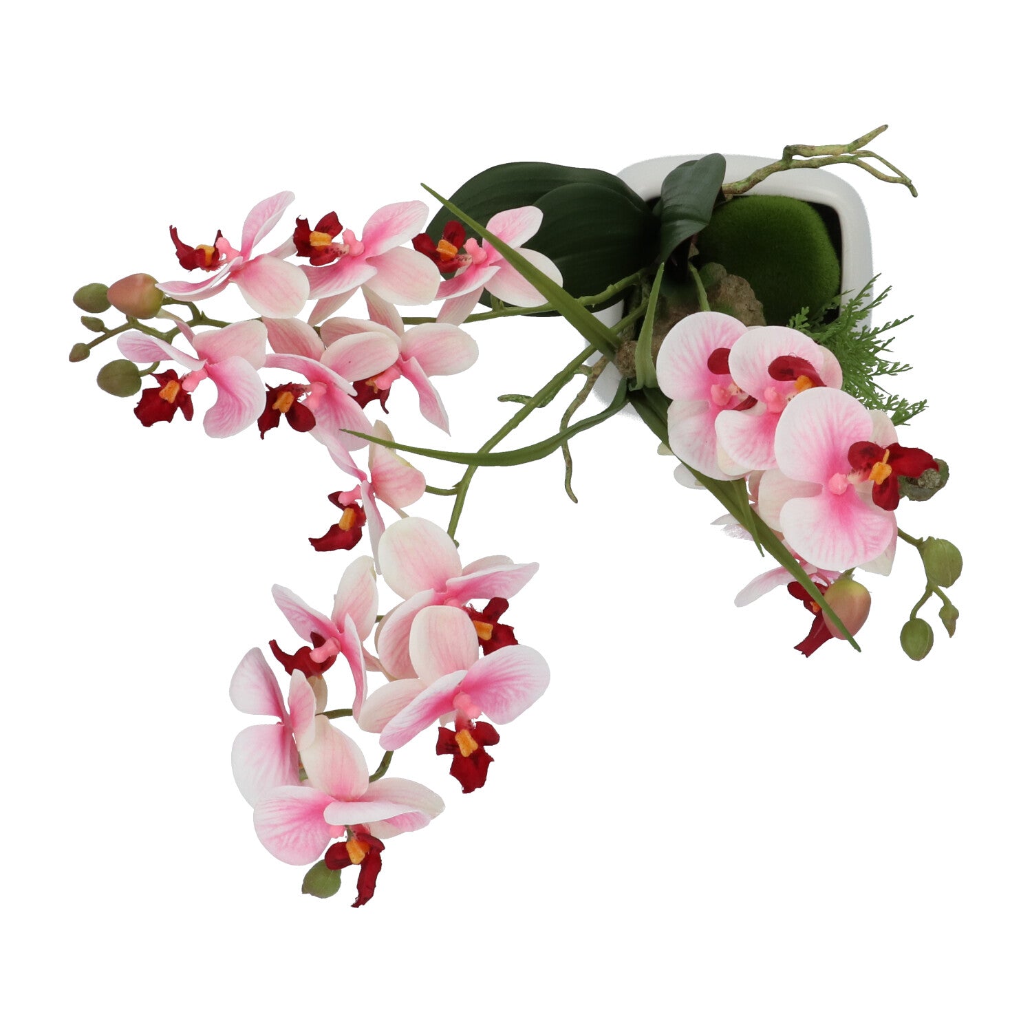 Kopu® Kunstbloem Orchidee 46 cm Lila Bloempot Vierkant - Phalaenopsis